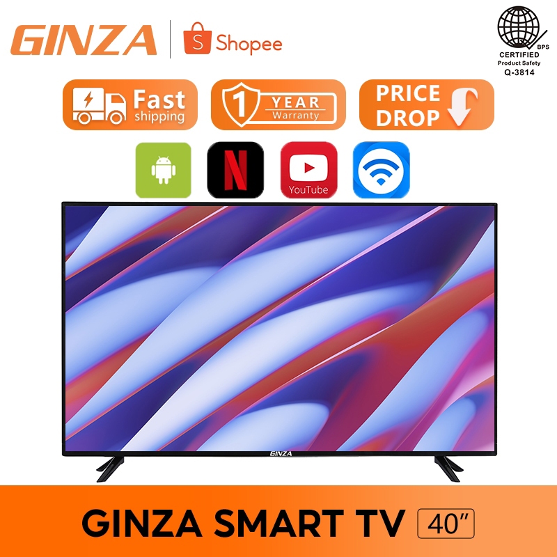 GINZA TV Smart TV Android FHD TV Flat Screen TV 40 Inch | Shopee ...