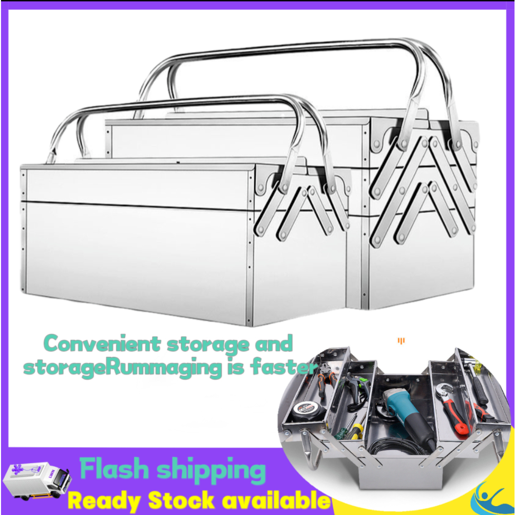 2/3 Layer Stainless Steel Toolbox Car Storage Box Multi-layer Folding ...