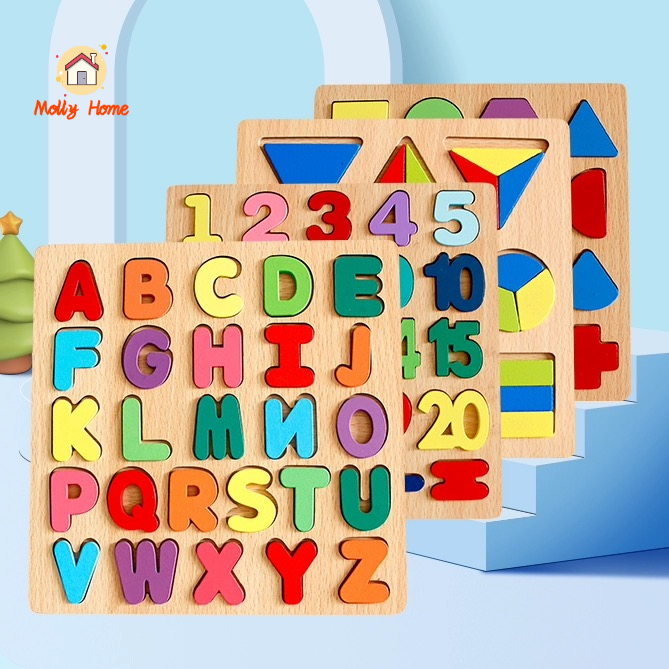 ABC Alphabet Digital Puzzle Wooden Toys for Kid Number Letter Shape ...