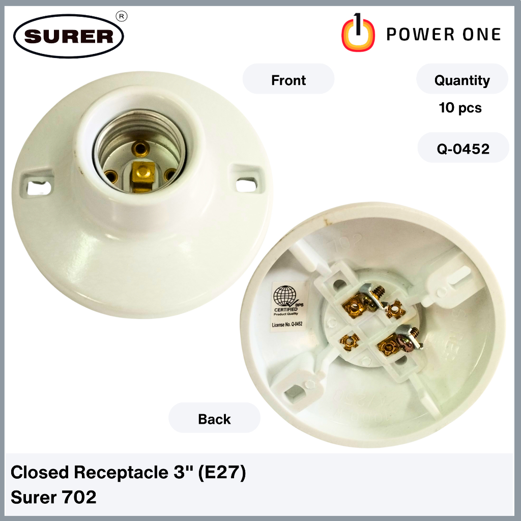 Surer 702 Ceiling Receptacle 3'' (E27) [Box of 10pcs] (700 Series ...