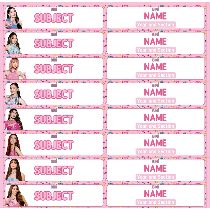 BINI Name and Subject Stickers | Shopee Philippines