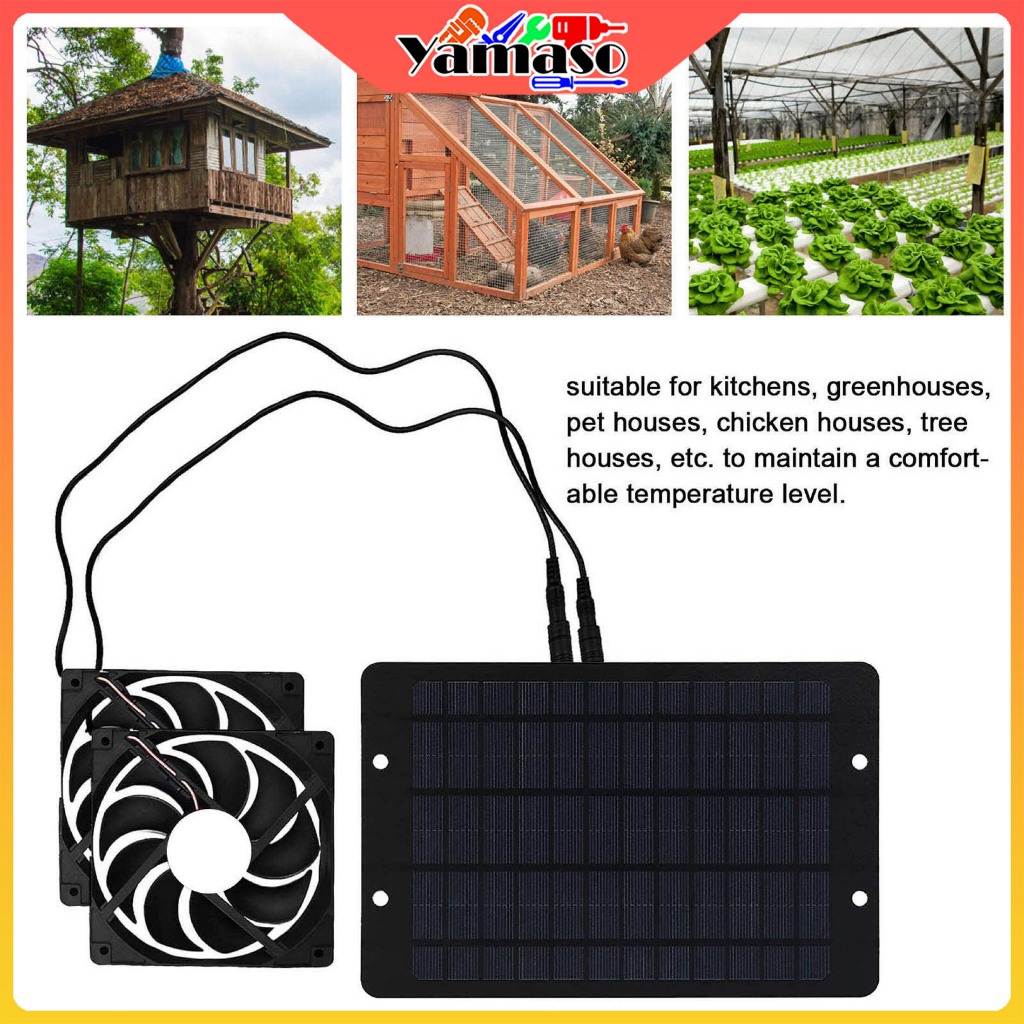 Greenhouses For Outdoors Solar Panel Fan Kit, 10W 12V Solar Powered Dual Fans Outdoor,portable Solar Fan For Chicken Coop