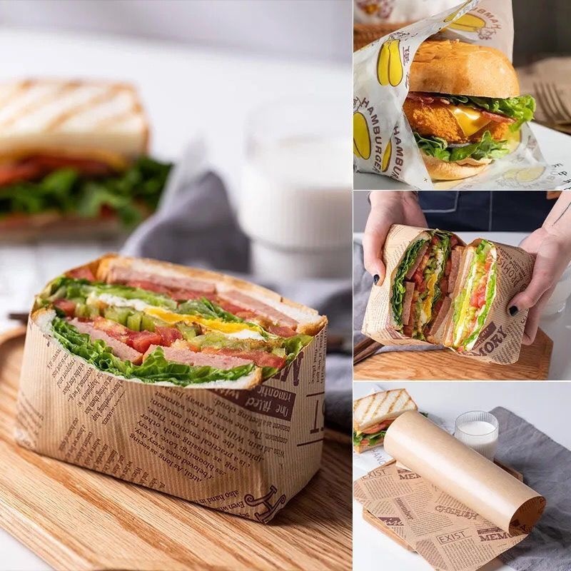 500pcs Greaseproof Food Paper Food Lin Burger Wax Paper Wrapper Baking ...