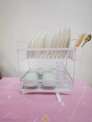 Kitchen double-deck leaching bowl rack removable for collection ...
