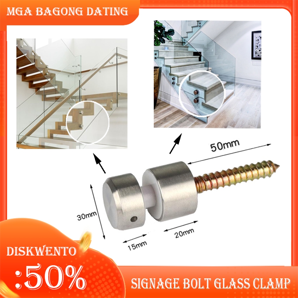 1 Pcs 304 Stainless Steel Stair Side Signage Bolt Glass Clamp Side ...
