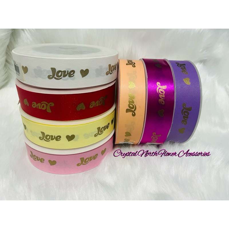 30mm*50yards Korean Ribbon for Flower Bouquet Love/Rose Design | Shopee ...