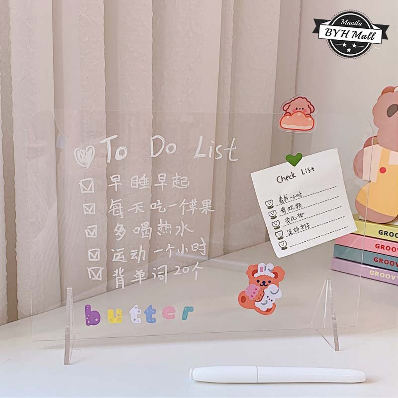 Desk Memo Pad Clear Acrylic Sketch Board Portable Dry Erase Board ...