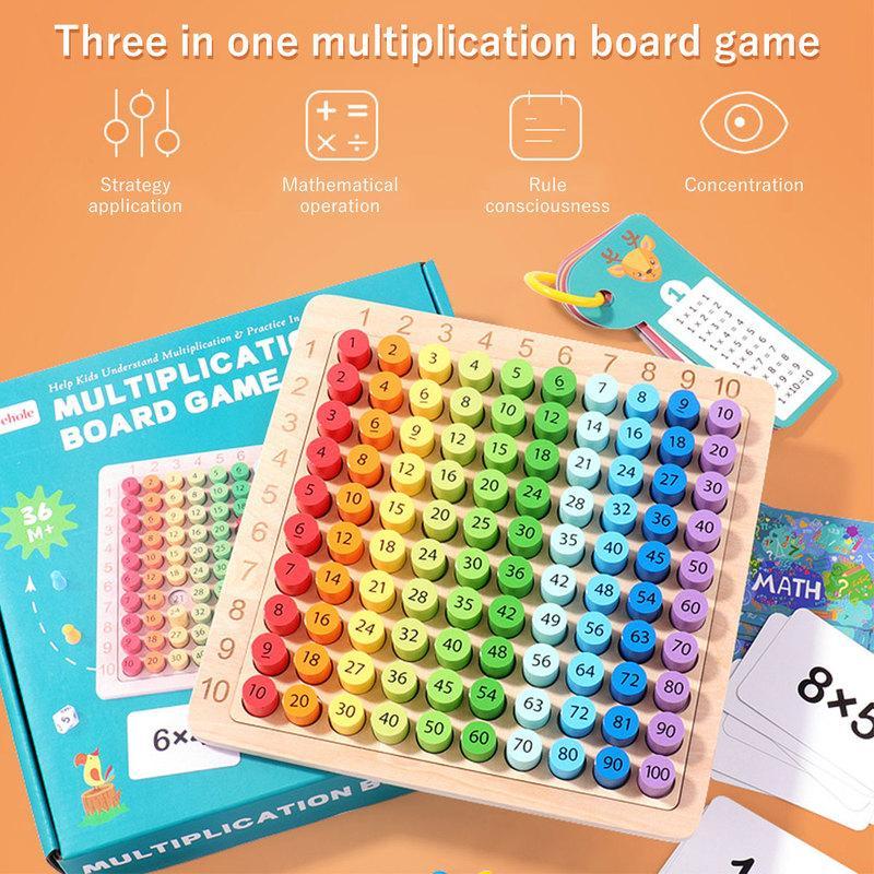 Wooden Math Multiplication Board Montessori Children Counting Toy with ...