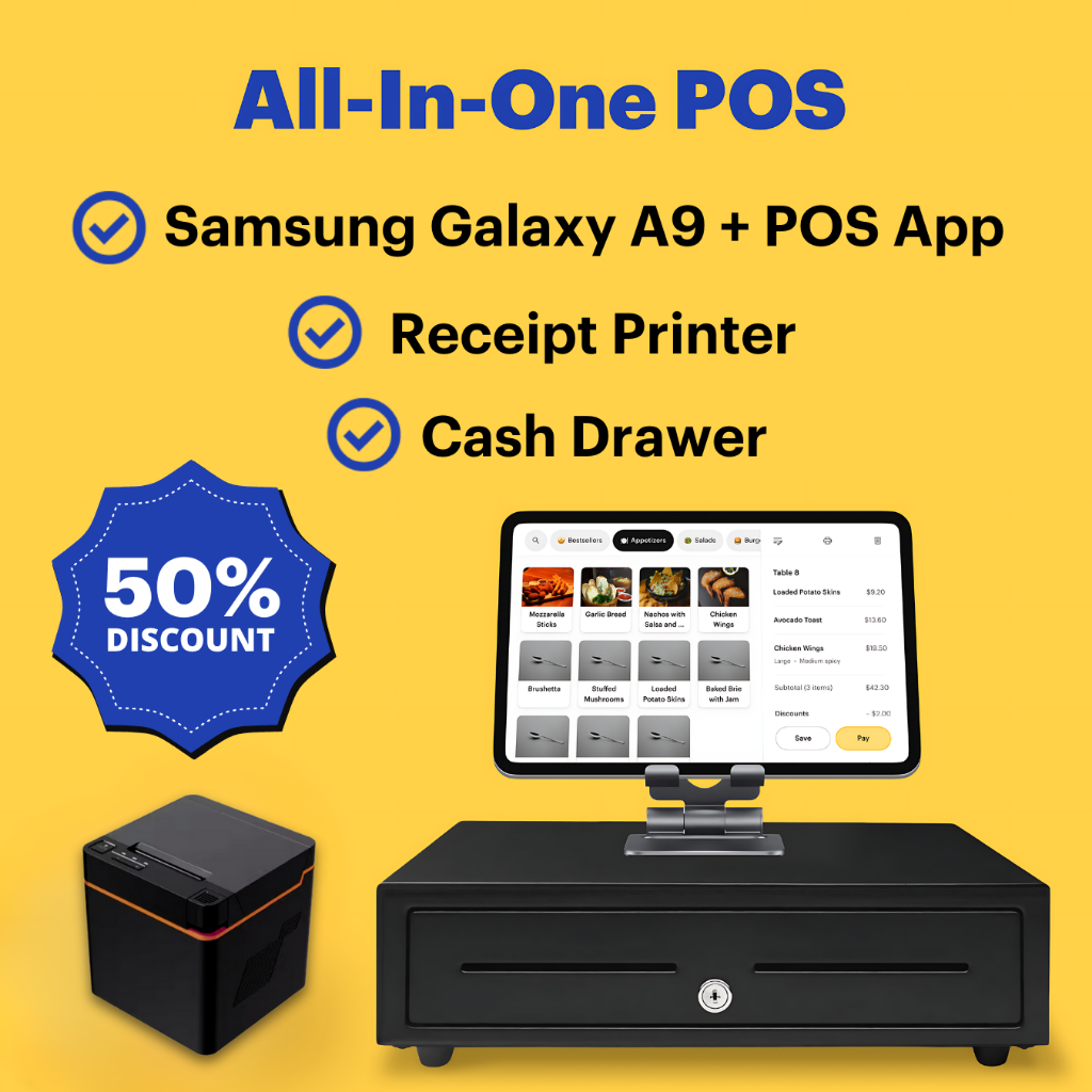 POS System: Samsung Galaxy A9 Tablet + POS Software + Thermal Receipt ...