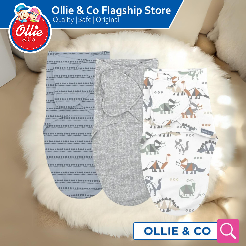 Ollie Co SwaddleMe Monogram Collection 100 Organic Cotton Swaddle 3 Pack Dino Mite for newborn Shopee Philippines