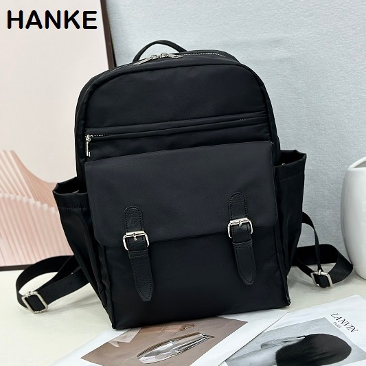 HANKE Ruffle Backpack Large Capacity Thick Nylon Waterproof Women s Travel School Bag