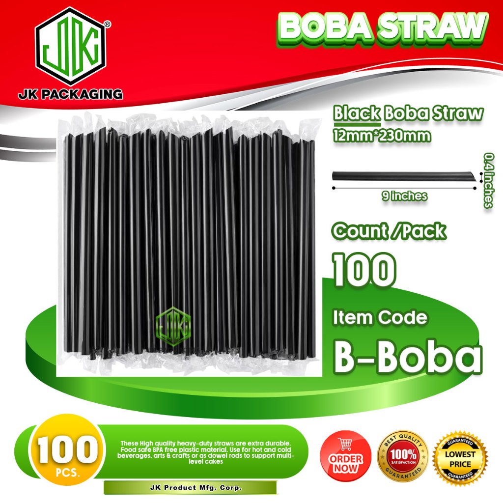100 PCS Individually Wrapped Jumbo Smoothie & Boba Straws - Angled Tips, 8.27" Long, 0.43" Diameter, BPA Free