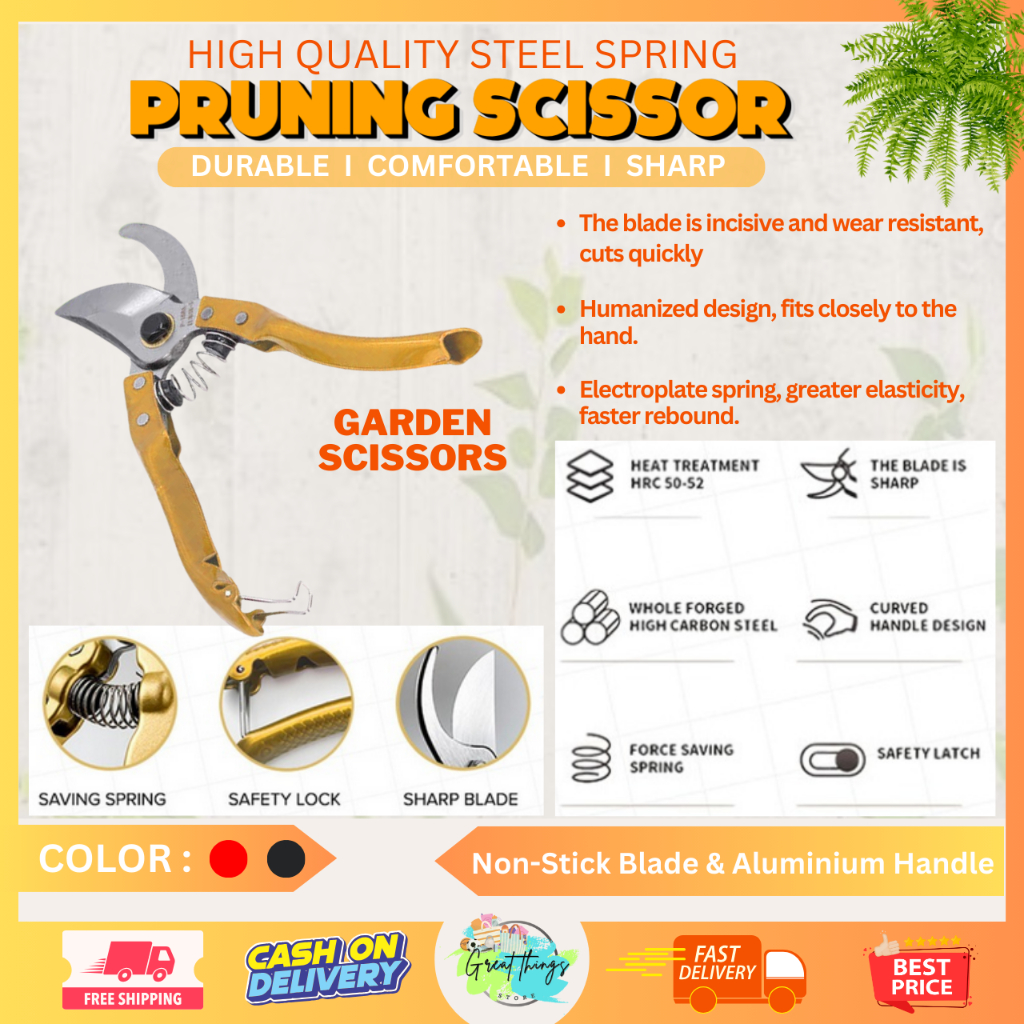 GTS Hand held Garden Pruning Shears Pruning Shears w/ NonStick Blade