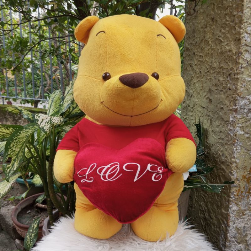 DISNEY Winnie The Pooh LOVE Red Heart Plush Toy Shopee Philippines