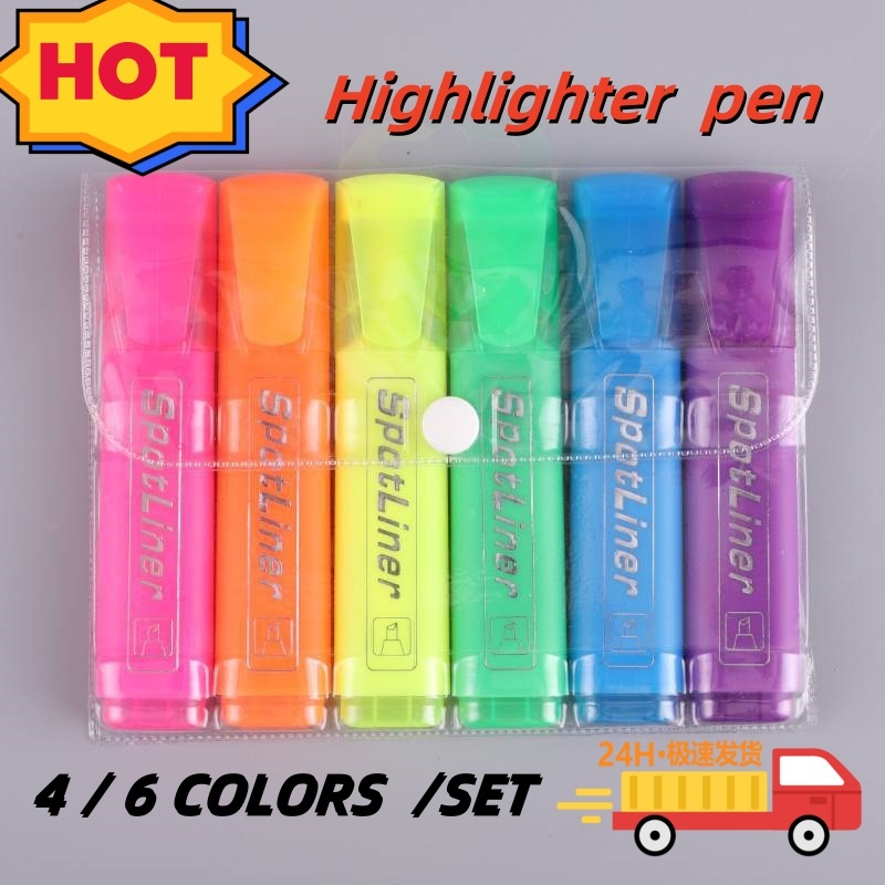 Highlighter Marker 4/6pcs color school office supplies stationery