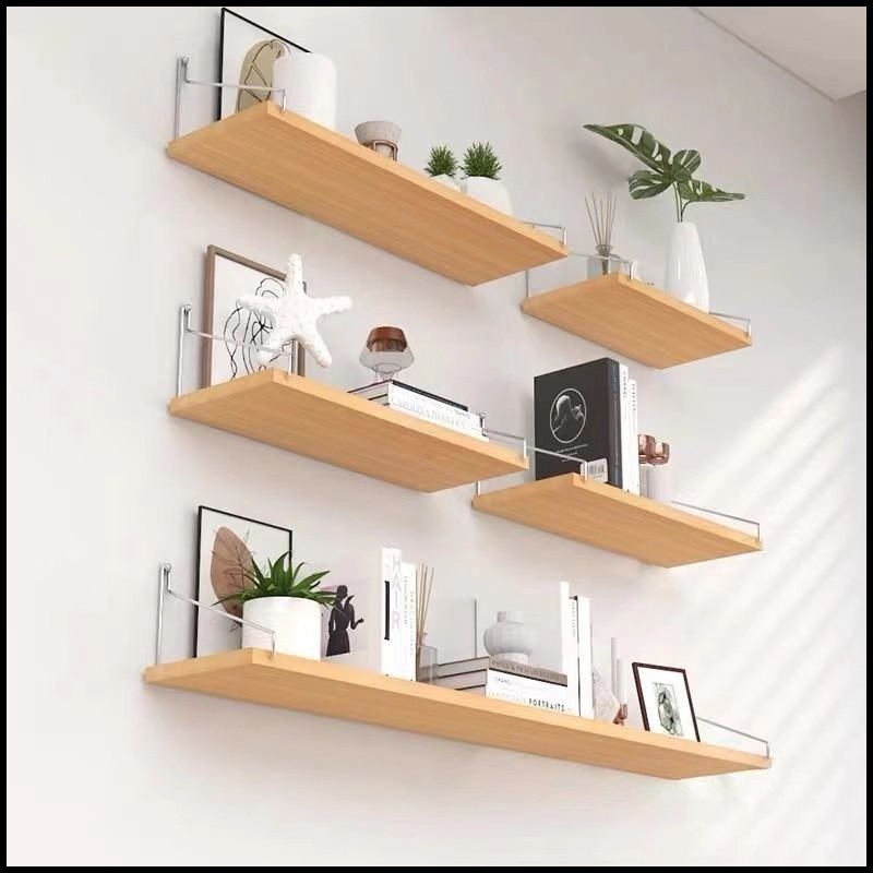3PCS Wooden Wall Shelf Set Storage Panels Floating Hanging Shelves Book ...