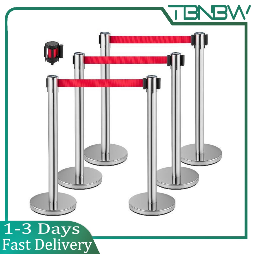 Safety isolation barrier queuing fence with retractable belt stainless ...