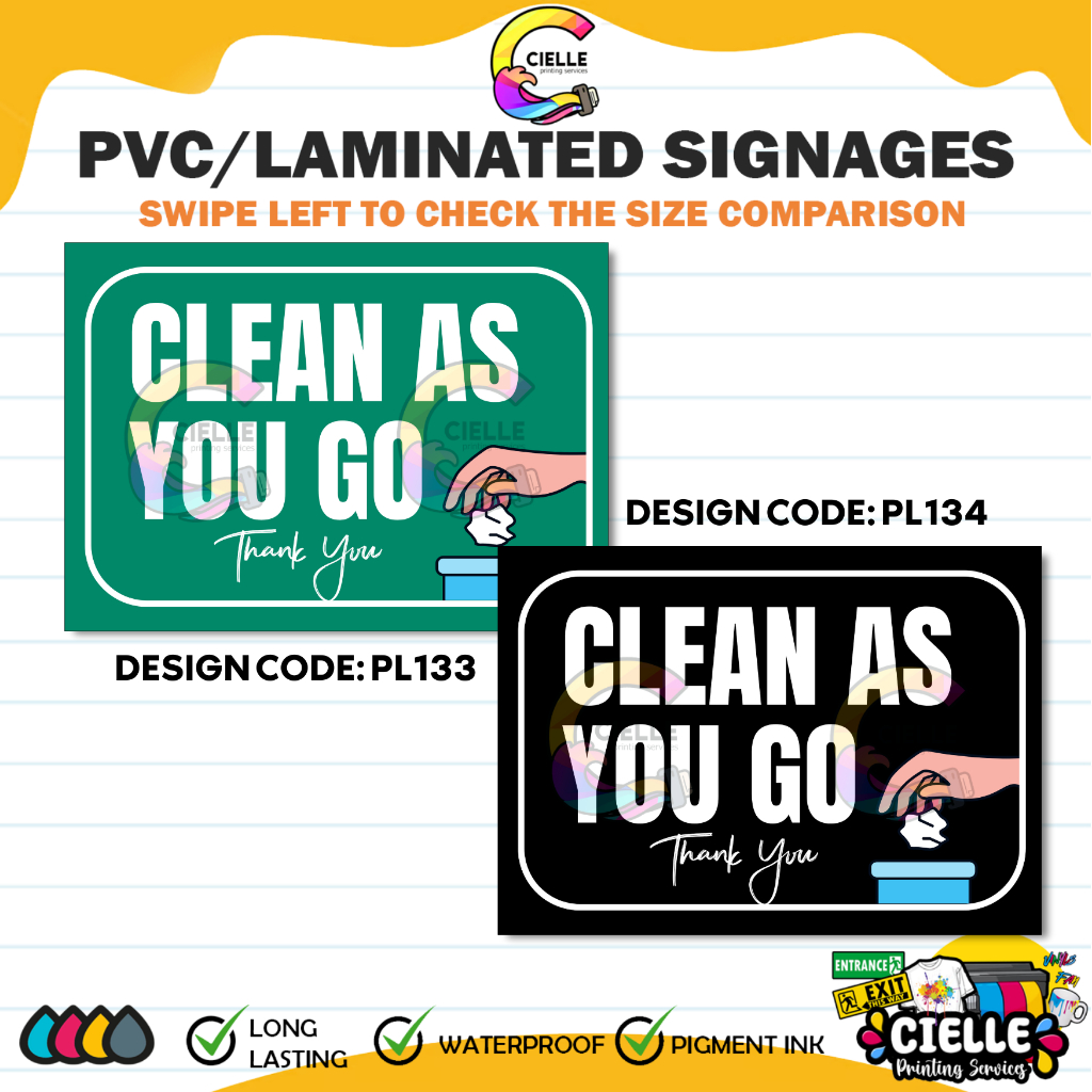 PVC/LAMINATED/STICKER SIGNAGES (PL133&PL134) - CLEAN AS YOU GO ...