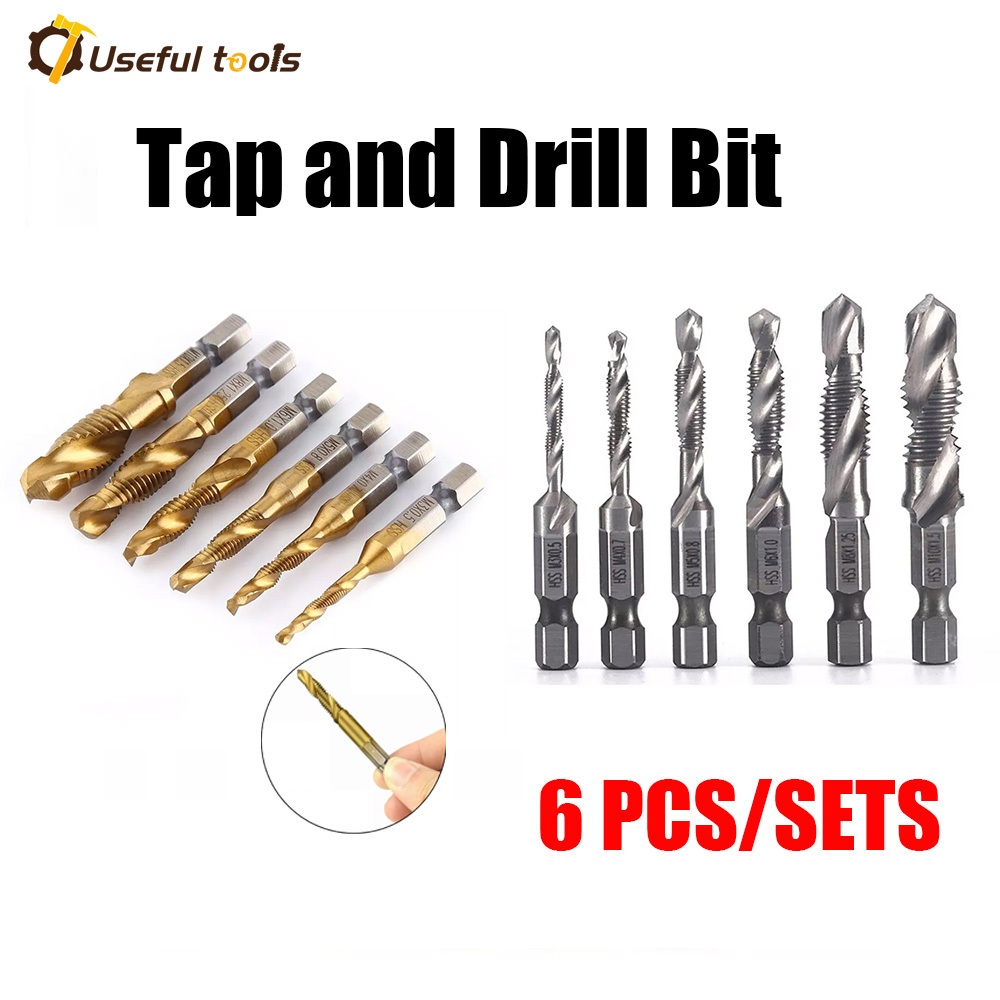 Tap Drill Screw Thread HSS Bit M3-M10 Titanium Plated Hex Shank Hand ...