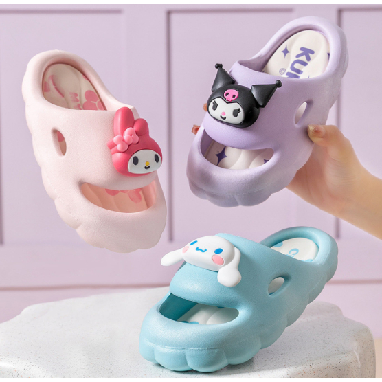 Children Slippers Summer Kuromi Sanrio Genuine Indoor Anti-Slip Sandals ...