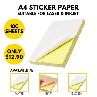 50/100 PCS A4 Sticker Paper Glossy/Matte PRINTABLE STICKER INKJET ...