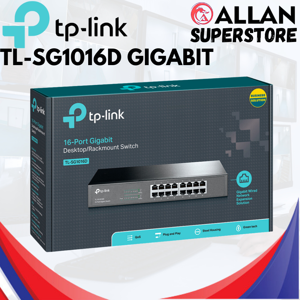 TP-Link Tl-Sg1016d 16-Port Gigabit Desktop Rackmount Switch Tp Link ...