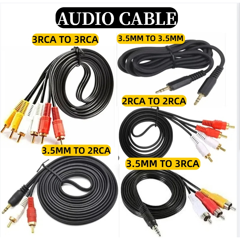 RCA Jack Audio Cables 3.5mm Male to Male 2RCA 3RCA AUX Cables RCA Cable ...