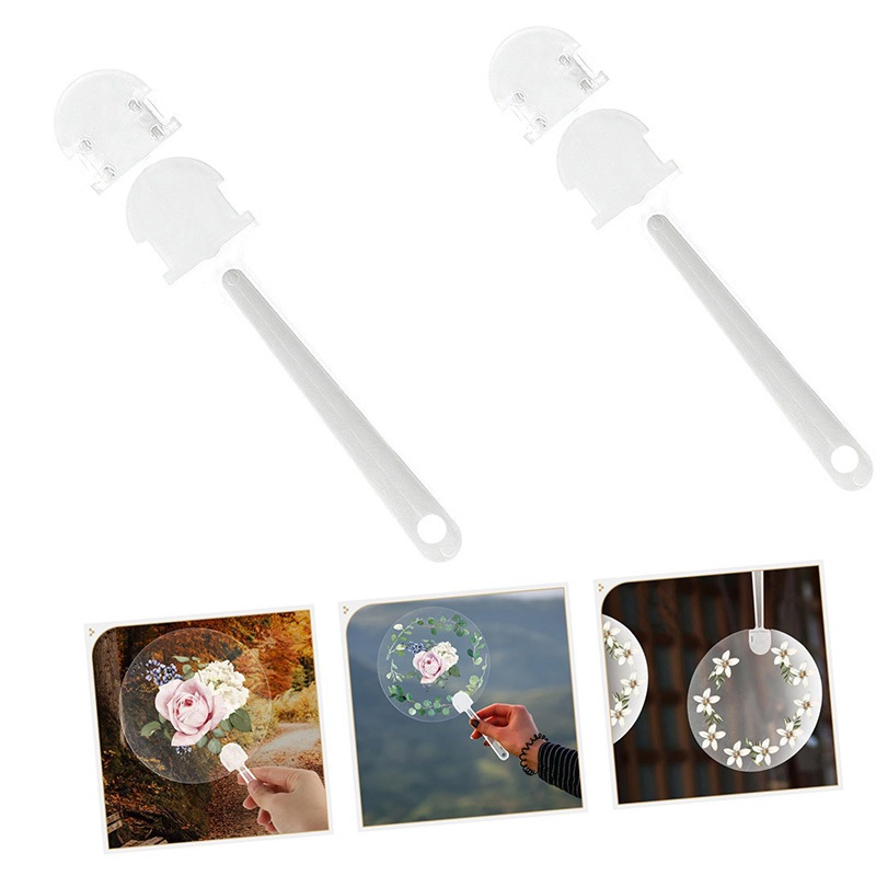 50pcs Handheld Fans Handles Transparent Plastic Advertising Fan Handle ...