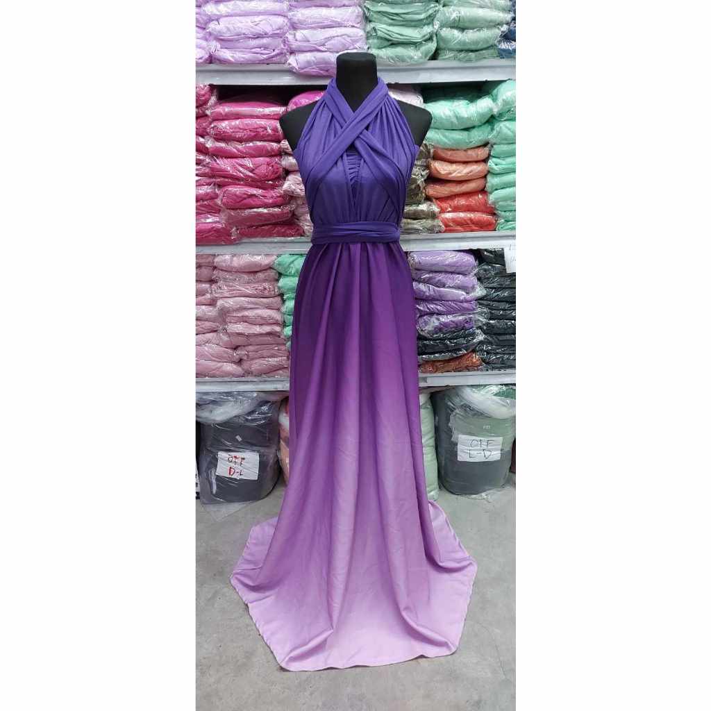 strapless open back dress Azizi Pleated Halter Midi Dress - Chocolate & Blue Ombre Print