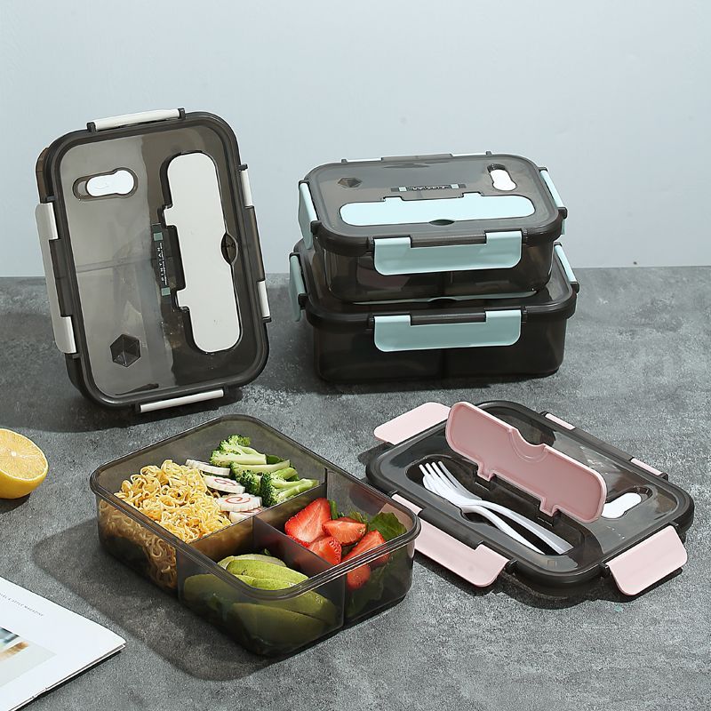 Lunch Box with Fork Spoon Sealed Insulated Plastic Bento Box Suitable ...
