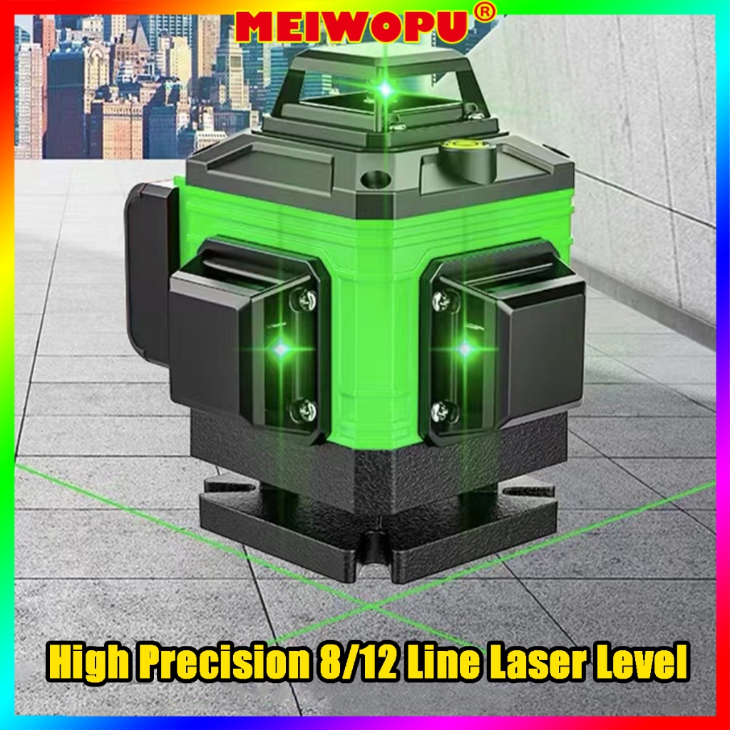 Green Light 8/12 Line High-Precision Laser Level Automatic Lines ...