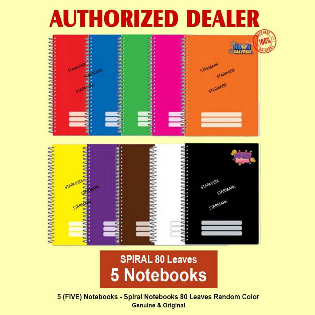 SPIRAL Notebook Notebooks 80 leaves SPRING Note Book Random Colors ...