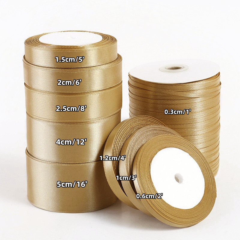 Gold Satin Ribbon,multi-size x Continuous 25 Yards, for Bows Bouquet ...