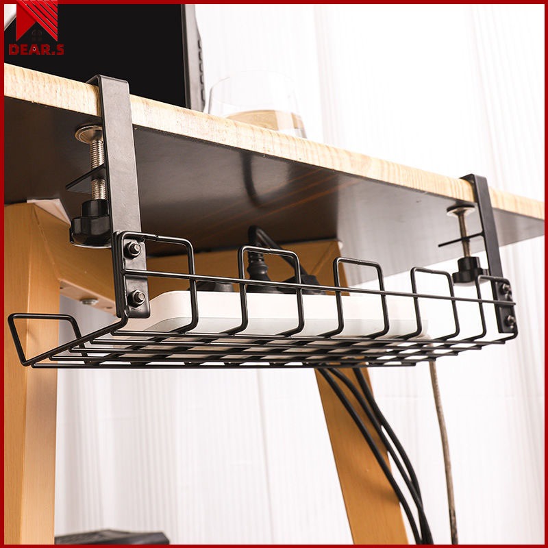 Under Table Storage Rack Cable Management Tray Desk Socket Holder Wire ...