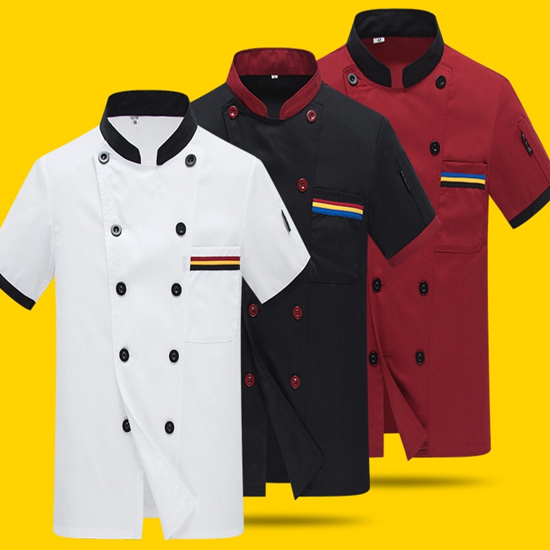 Chef Uniform Unisex Short Sleeve Plus Size Chef Jacket Cotton Waiter ...