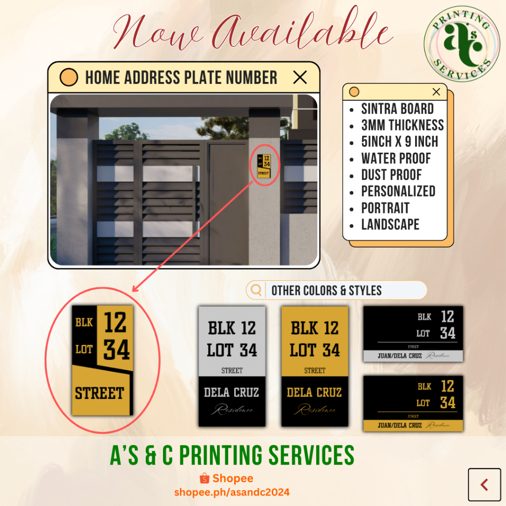 SINTRA BOARD HOME ADDRESS PLATE NUMBER 3MM THICKNESS | Shopee Philippines