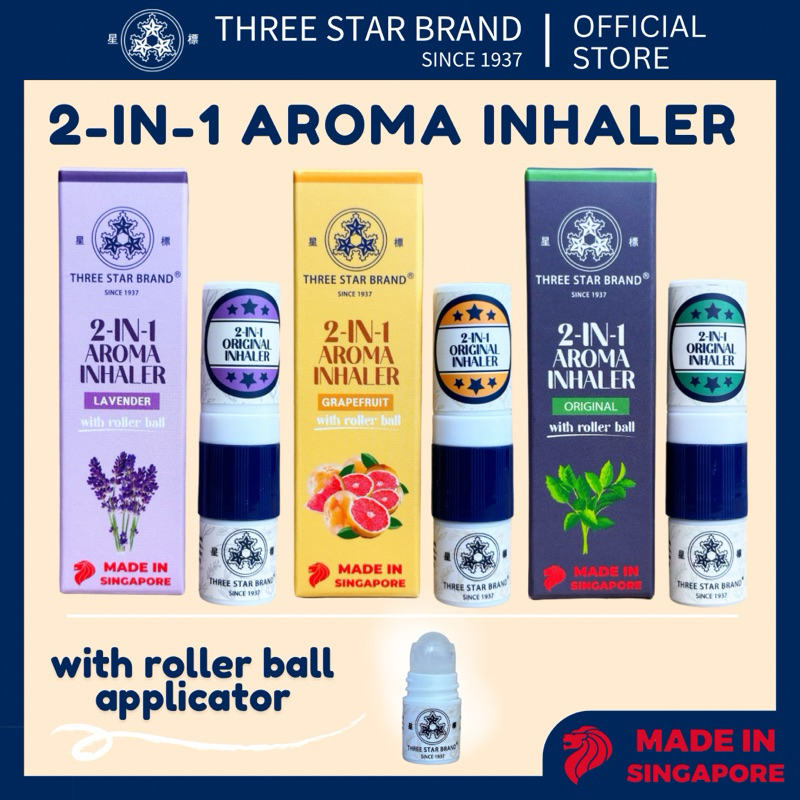 Three Star Brand 2-in-1 Aroma Inhaler (w/ roller ball) | Shopee Philippines