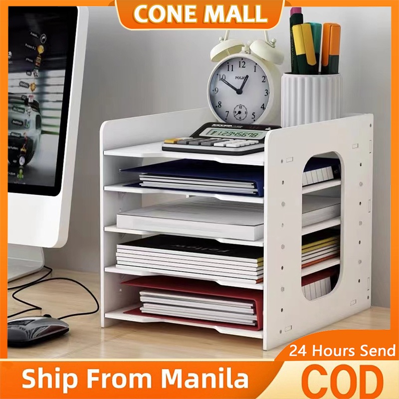 File Organizer Rack Desk Storage Rack Book Magazine Rack Document Trays ...