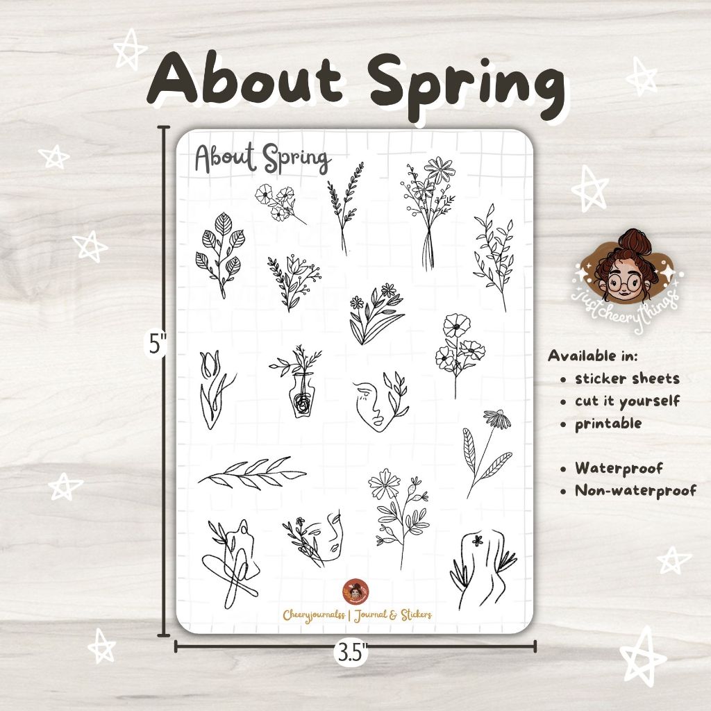 About Spring Cute Kiss Cut Sticker Sheet 3.5 x 4.9