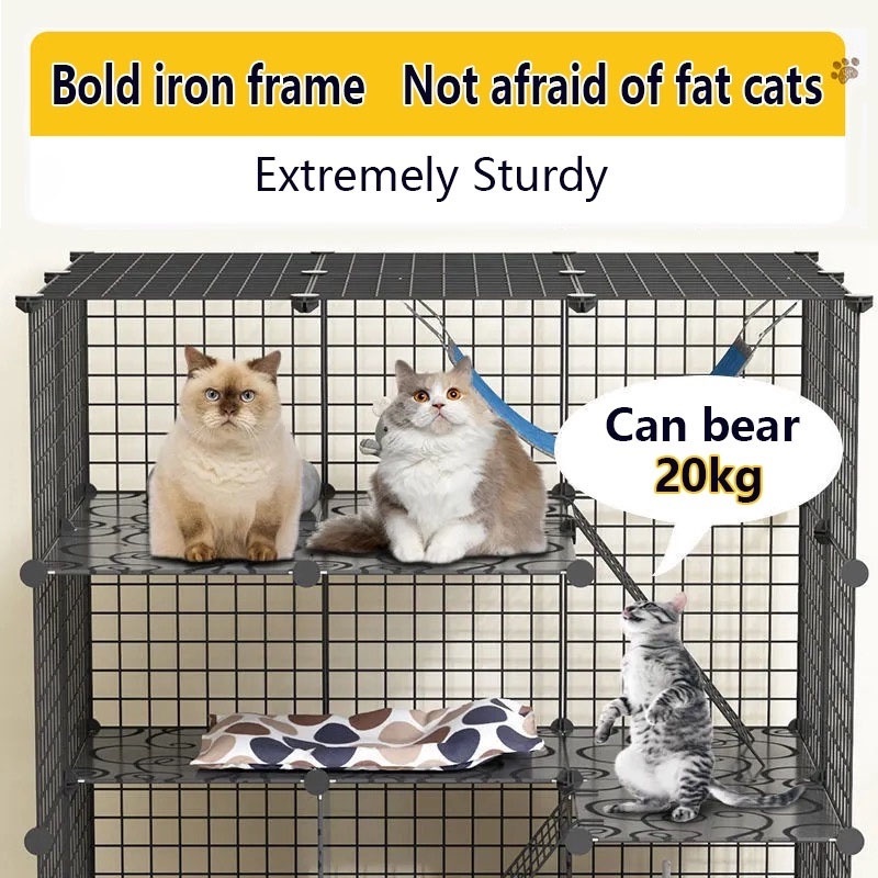 DIY Foldable 2 layers Cat Cage Stackable Cat cage Dog Cat Rabbit Cage ...