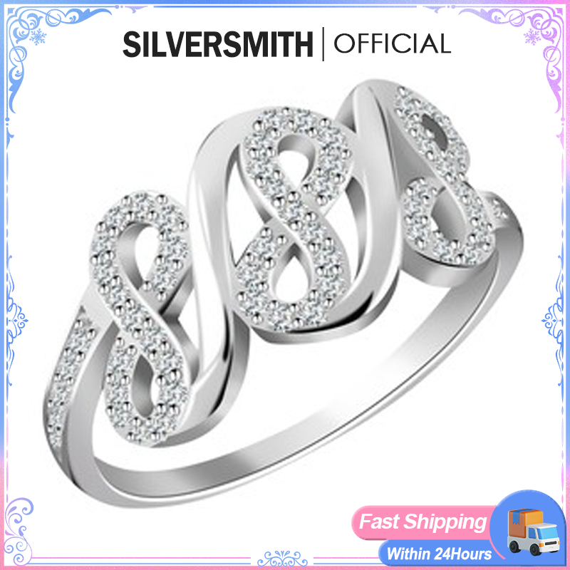 Silversmith LD074 russian diamond INFINITY LADIES RING Genuine 92.5% ...