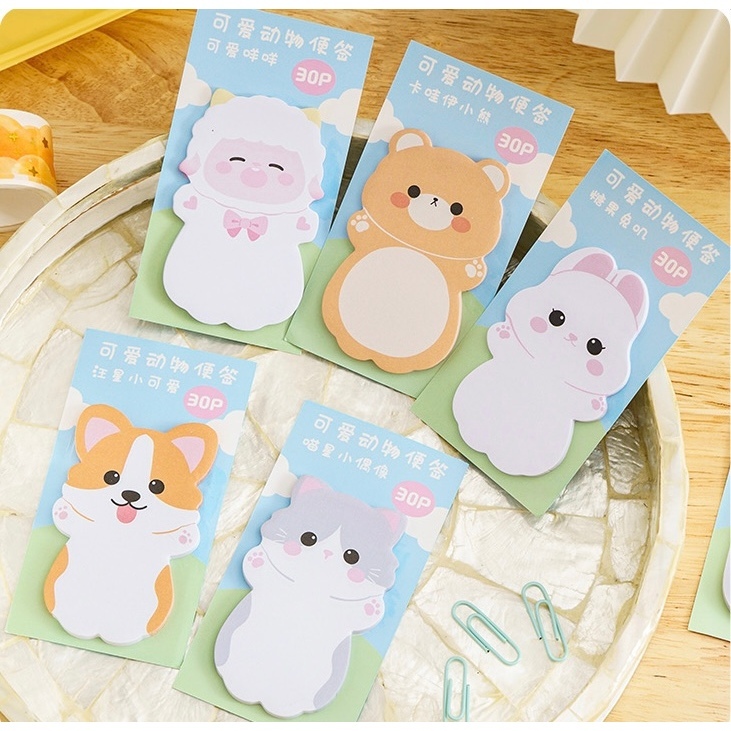 30 Pcs INS Cute Cartoon Sticker Memo Paper Learning and Working Notes ...