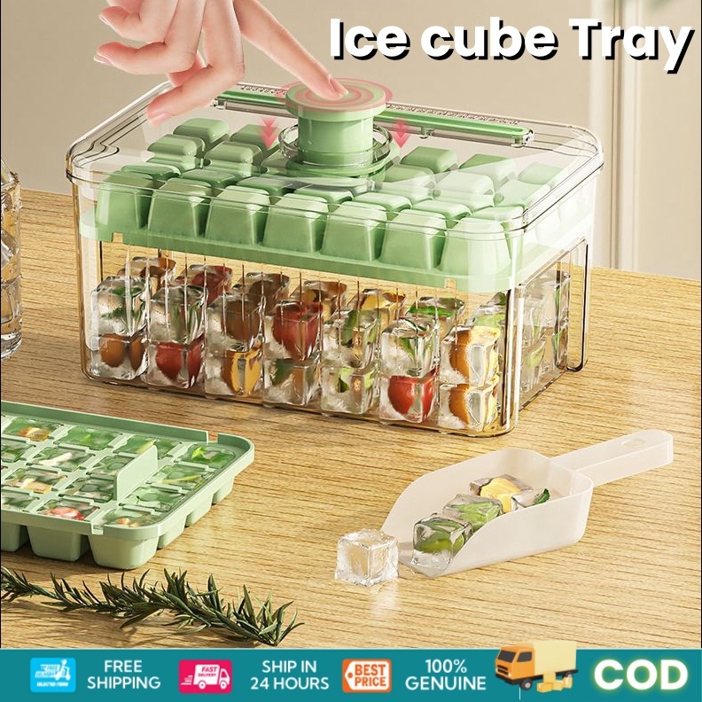 64 Grid ice molder Multifunction Ice Lattice with Lid and Bin 2 Pack