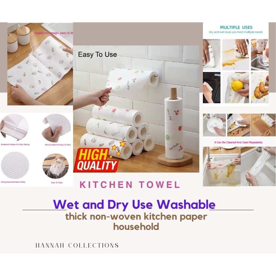 100 sheets Disposable Kitchen Tissue paper Lazy Rag Super Absorbent ...