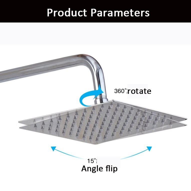 12 Inch Ultra Thin 304 Stainless Steel Rain Shower Head Bathroom Square ...