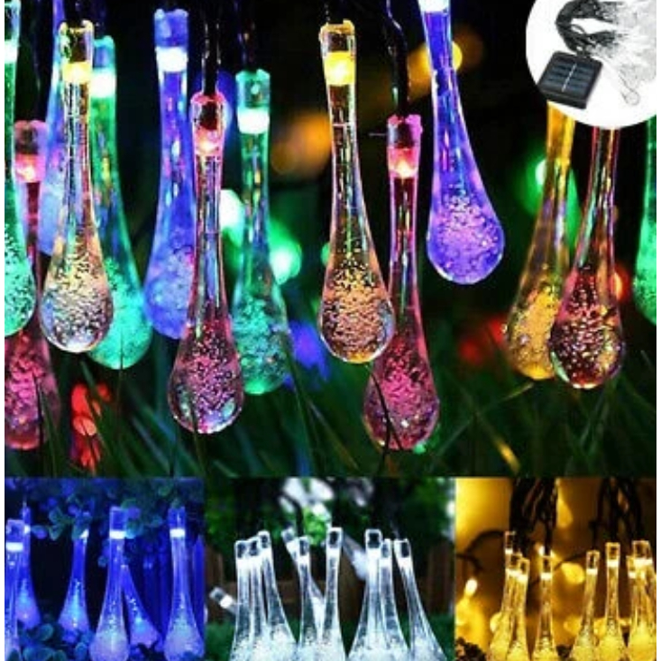 20/30/50 LED Solar Light String LED Water Drop Light Outdoor Waterproof ...