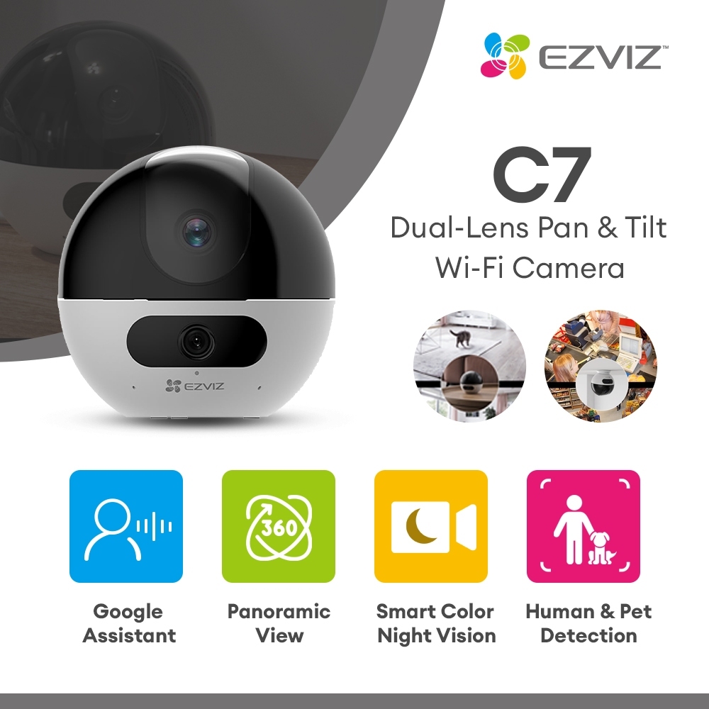 EZVIZ C7 CCTV Cam Dual-Lens Pan & Tilt Wi-Fi Smart Home Camera | Shopee ...
