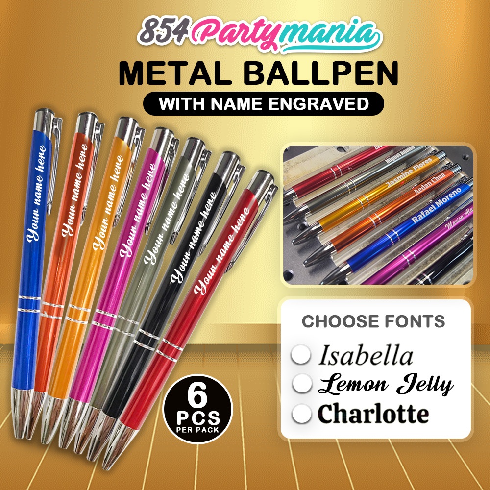 6pcs Personalized Ballpen Metal Retractable Ballpen Ballpoint pens  point tip ballpen