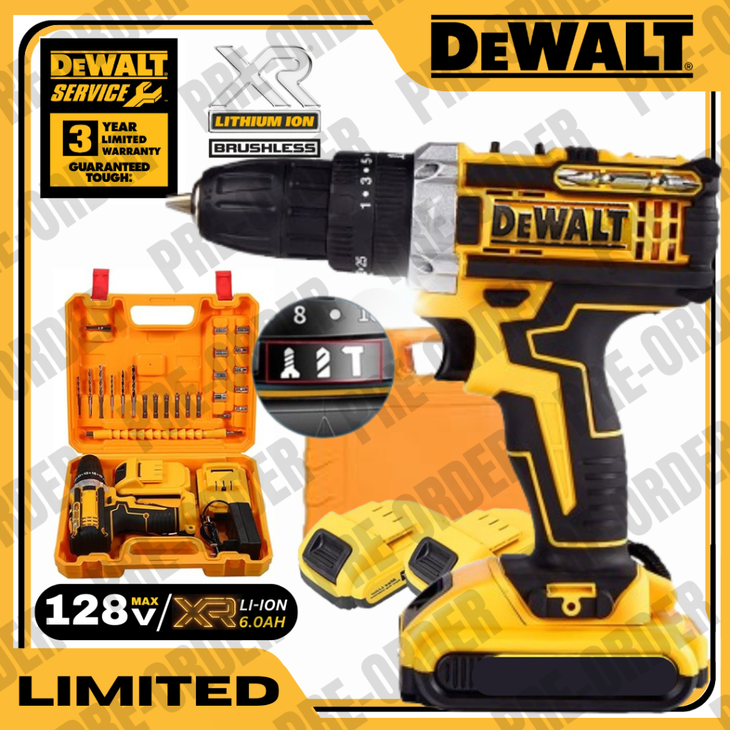 DeWalt 128V Cordless Hammer Drill Driver with Free Two 128V Batteries