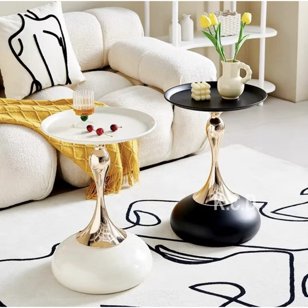 Round Side Table for Small Spaces, Modern Pedestal End Table Living ...